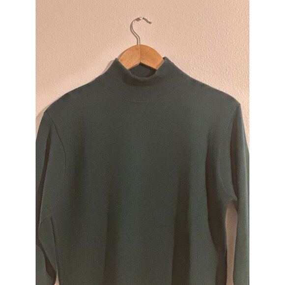 Pendleton Sweater Womens Medium Green Mock Neck 100% Cotton Made in USA Pullover - Picture 3 of 6